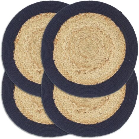Mantel individual redondo 4 uds yute algodón natural azul 38 cm vidaXL