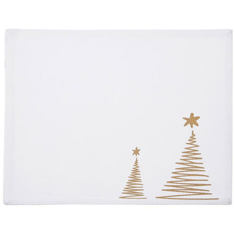 Mantel navideño de algodón blanco ÁRBOL DE NAVIDAD 33,5x26 cm