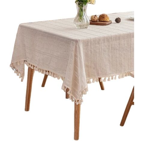 Mantel rectangular de 140x180 cm de algodón y lino, a prueba de polvo, ideal para fiestas, mesas de cocina y comedor.