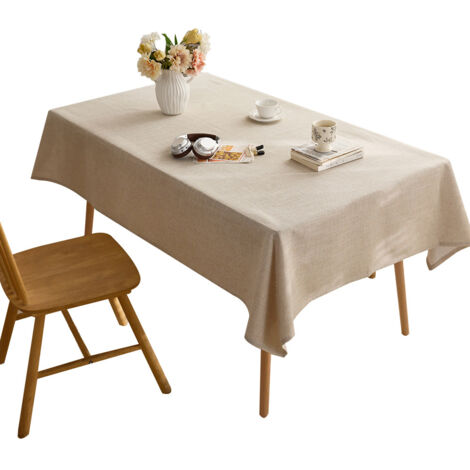 Mantel rectangular lavable de 140 x 180 cm, con aspecto de lino, impermeable, antiarrugas y resistente al polvo. Ideal para mesas de centro, cocinas y comedores. Color beige.