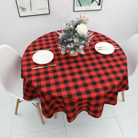 Mantel redondo a cuadros de 120 cm para mesa de recepción de boda, cocina, comedor, caminos de mesa redondos rojos y negros, manteles individuales para fiestas de hotel, restaurante.