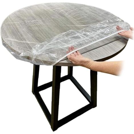 Mantel redondo ajustable, transparente, con bordes elásticos, impermeable y lavable, duradero para cocina, patio y comedor, 110-140 cm.