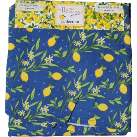 MANTEL REDONDO PARA MESA Decorativo Azul Marino 160cm Limones Italia