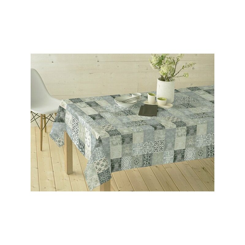 

Mantel Resinado Estampado Cuadros Castillo Gris 140x350 - Hulehule