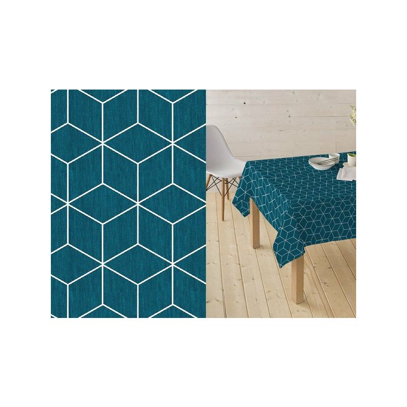 

Mantel Resinado Estampado Isometric Azul 140cm. Redondo - Hulehule
