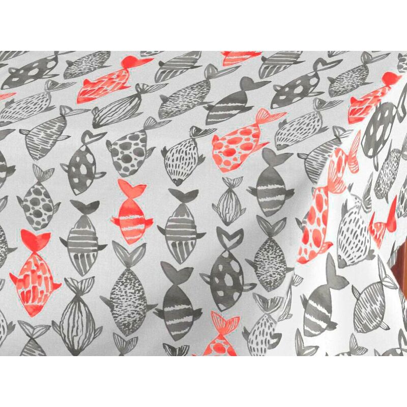 

Mantel tela resinada Koi Gris Coral 140x100