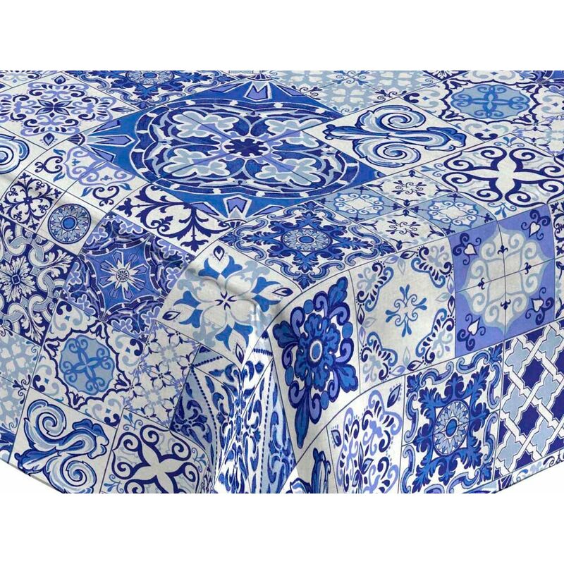 

Mantel tela resinada Teflón Alhambra Azul 140cm Bobina 15mts