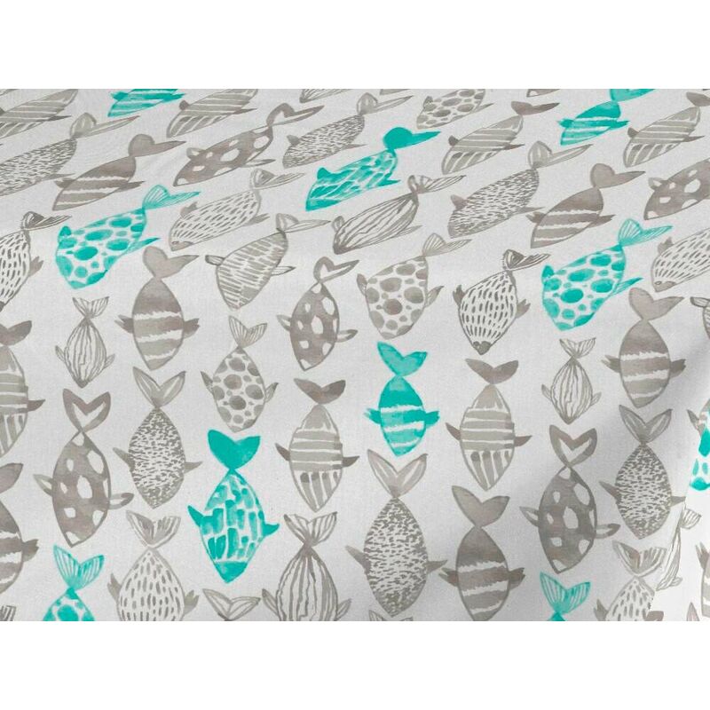 

Mantel tela resinada Teflón Koi Gris Cian 140cm Bobina 15mts