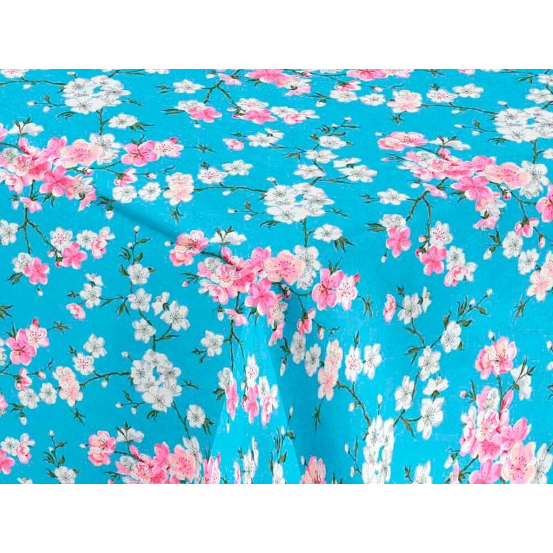 

Mantel tela resinada Teflón Sakura Azul Rojo 140x400
