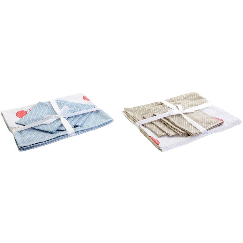 

Mantel y servilletas DKD Home Decor Love Algodón (2 pcs) (150 x 1 x 150 cm)
