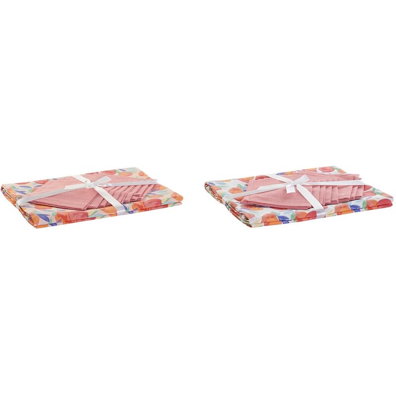 

Mantel y servilletas DKD Home Decor Melocotón Algodón (2 pcs) (154 x 250 x 0.3 cm)