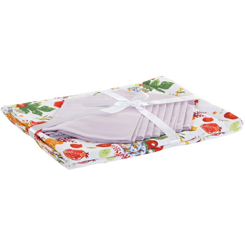 

Mantel y servilletas DKD Home Decor Papaya Algodón (150 x 250 x 0.5 cm) (9 pcs)