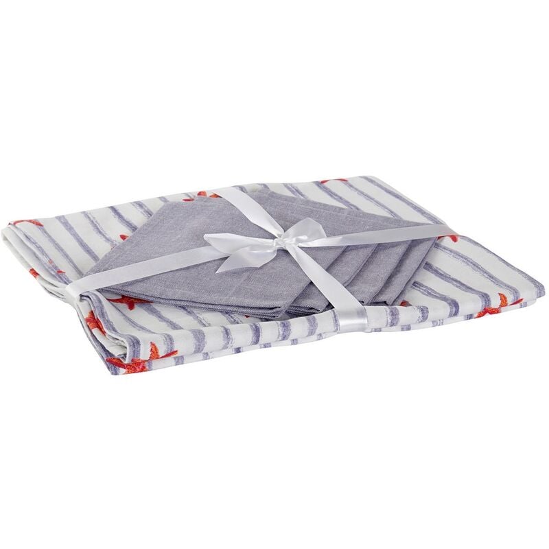 

Mantel y servilletas DKD Home Decor Summer Algodón (150 x 150 x 0.1 cm) (5 pcs)