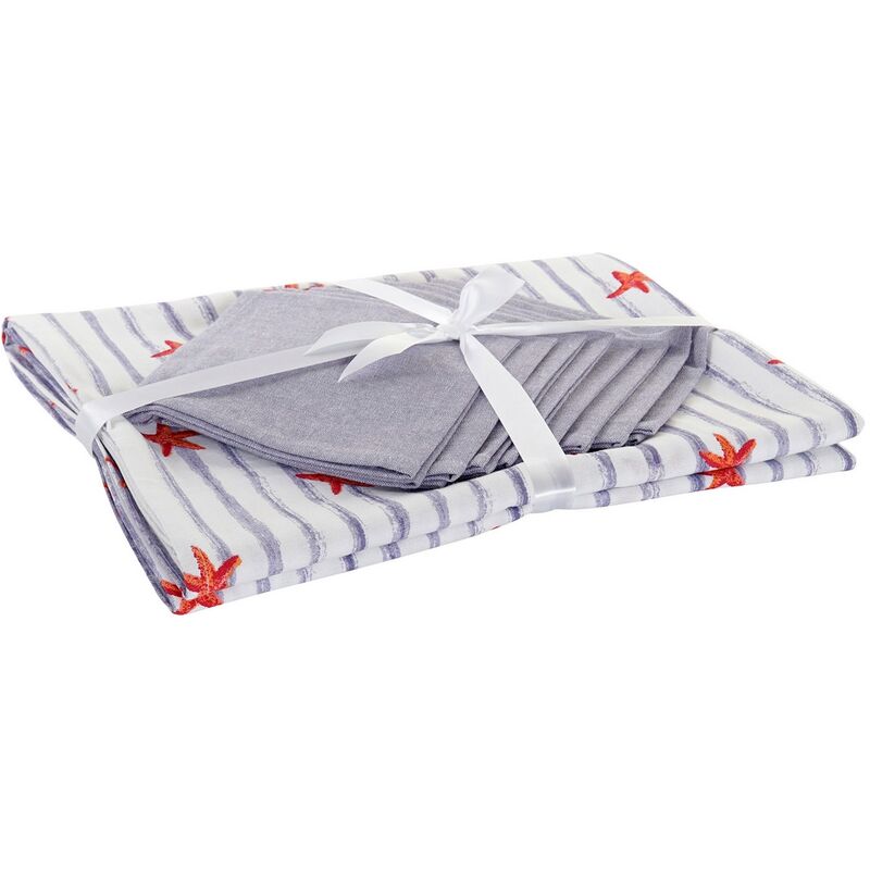 

Mantel y servilletas DKD Home Decor Summer Algodón (150 x 250 x 0.1 cm) (9 pcs)