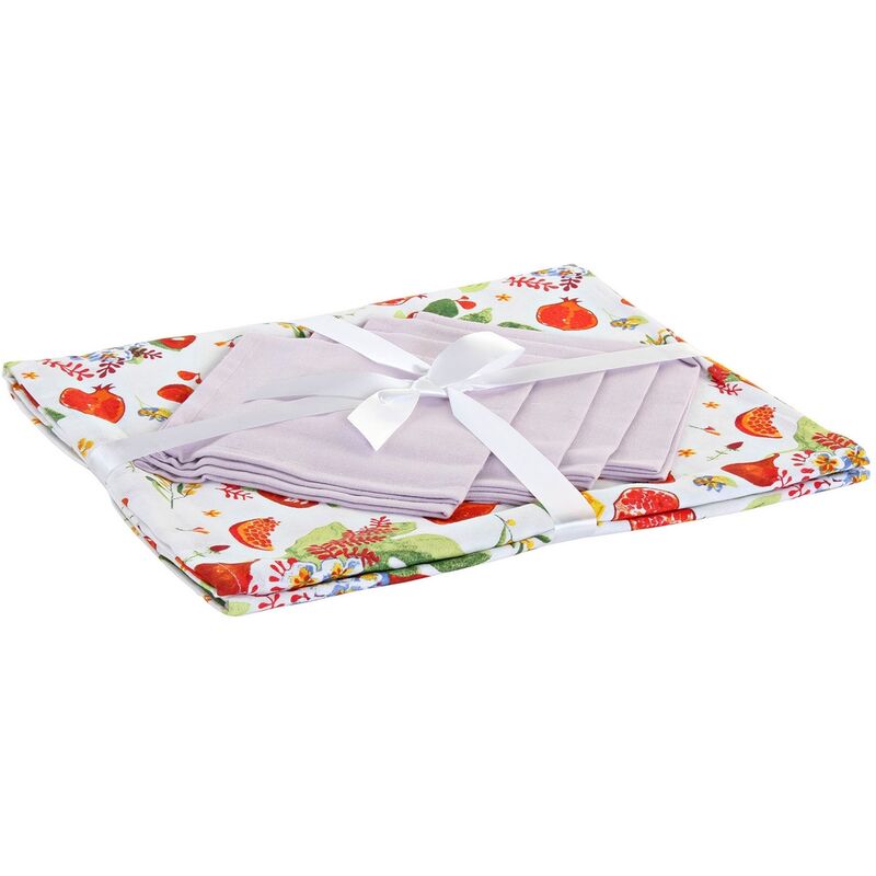 

Mantel y servilletas DKD Home Decor Tropical Algodón (150 x 150 x 0.5 cm) (5 pcs)