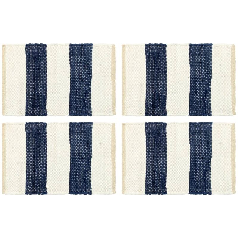 

Manteles individuales 4 uds Chindi a rayas azul blanco 30x45 cm