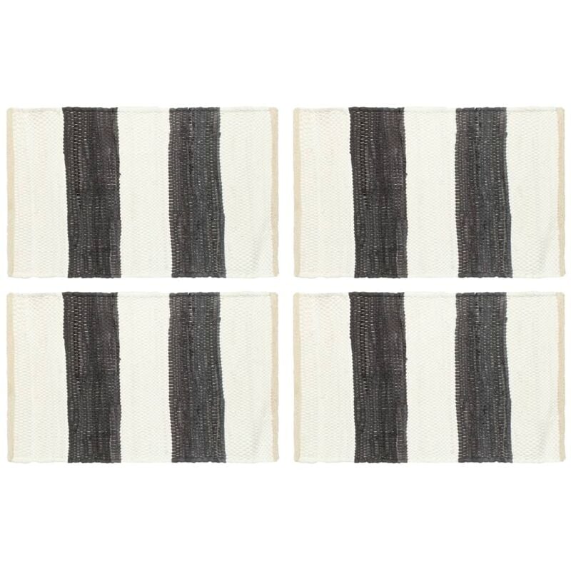 

Manteles individuales 4 uds Chindi a rayas gris blanco 30x45 cm