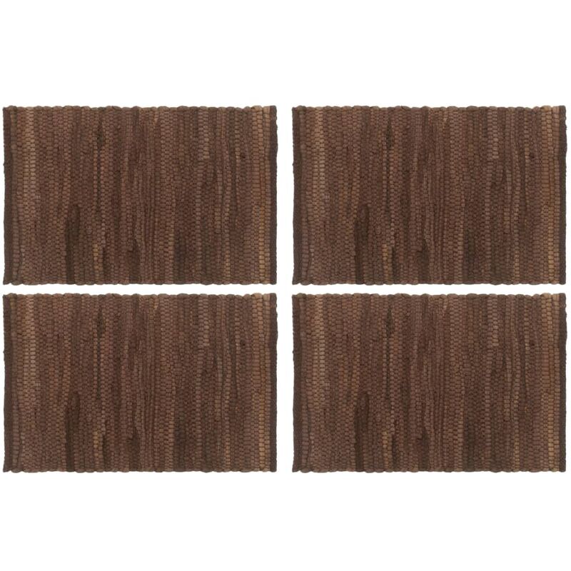 

Manteles individuales 4 uds Chindi liso algodón marrón 30x45 cm