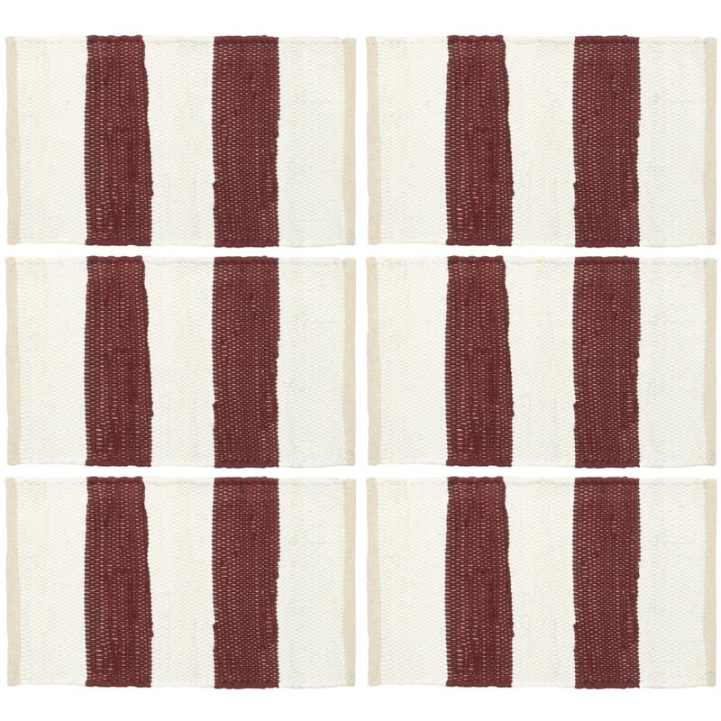 

Manteles individuales 6 uds Chindi a rayas burdeos y blanco