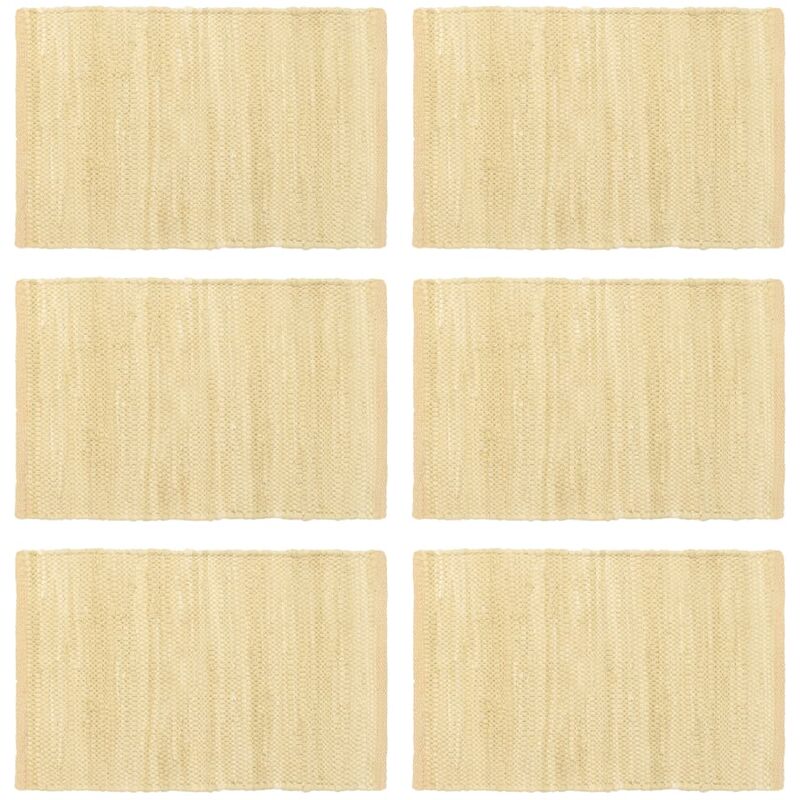 

Manteles individuales 6 uds Chindi liso algodón beige 30x45 cm