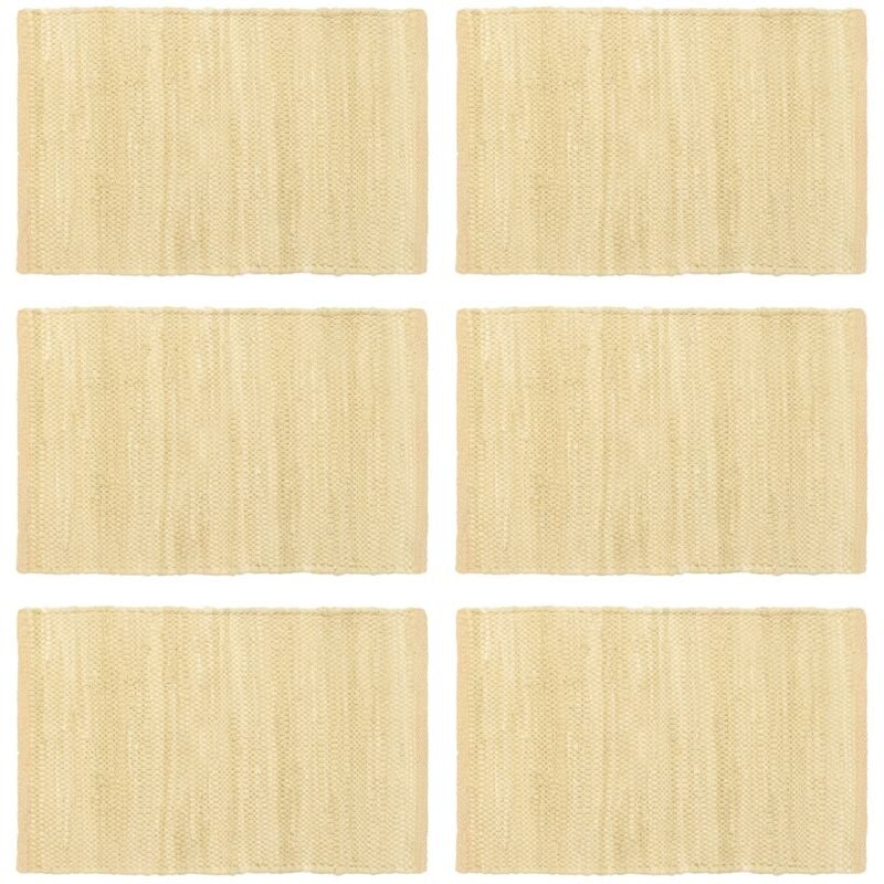 

Manteles individuales 6 uds Chindi liso algodón beige 30x45 cm