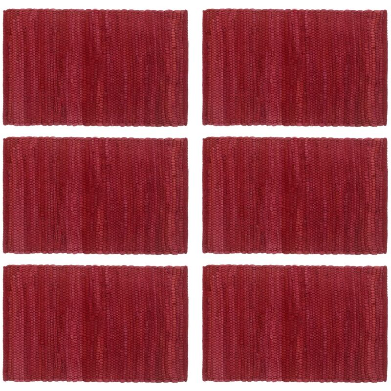 

Manteles individuales 6 uds Chindi liso algodón burdeos 30x45cm