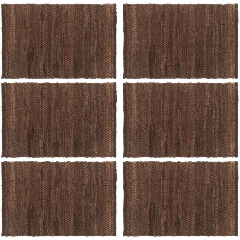 

Manteles individuales 6 uds Chindi liso algodón marrón 30x45 cm