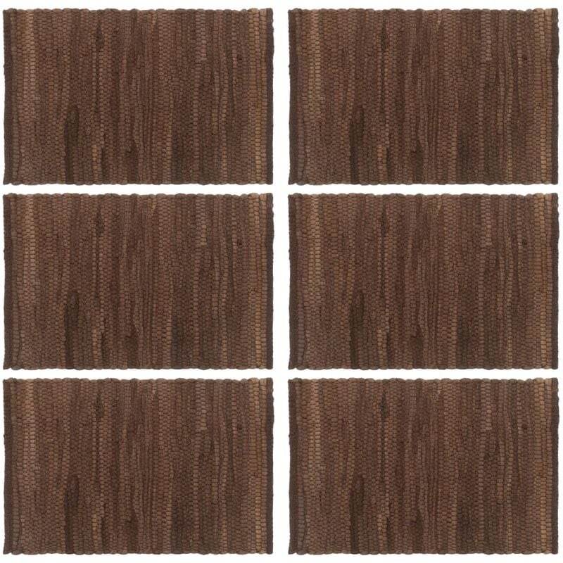 

Manteles individuales 6 uds Chindi liso algodón marrón 30x45 cm