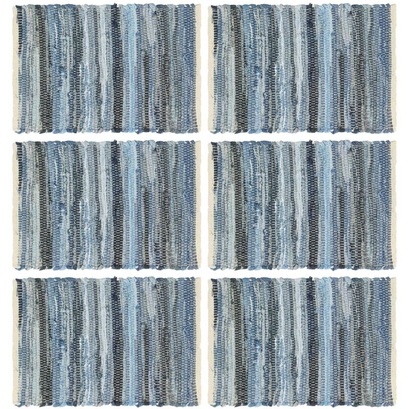 

Manteles individuales 6 uds Chindi vaquero algodón azul 30x45cm