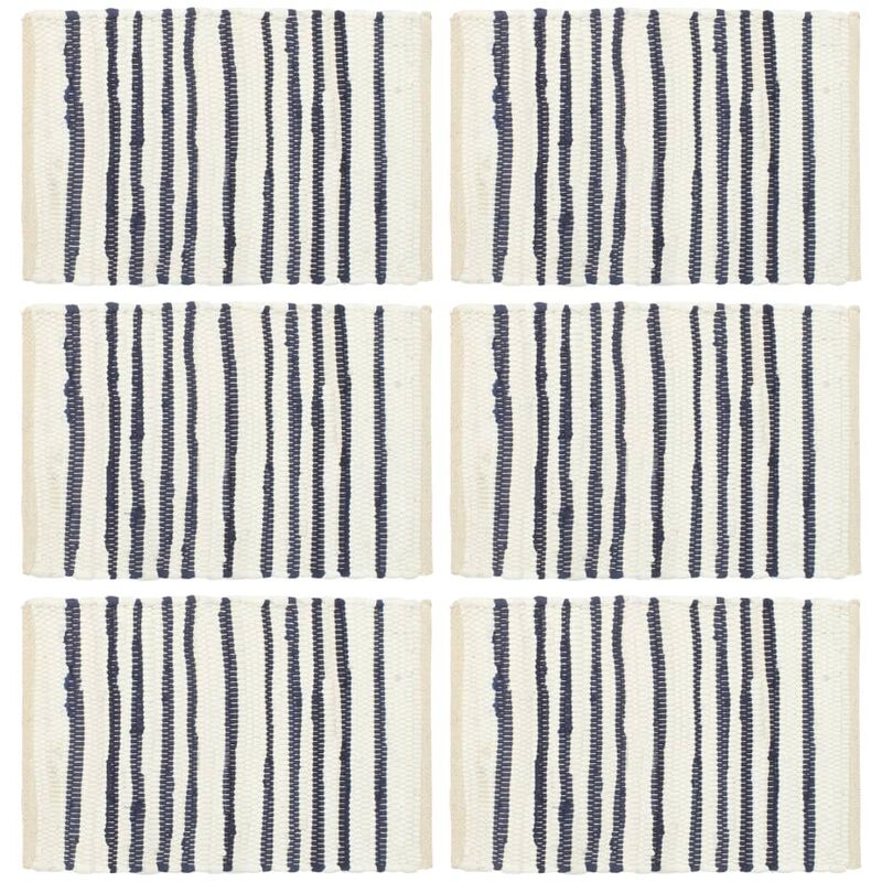 

Manteles individuales 6 unidades algodón azul y blanco 30x45 cm