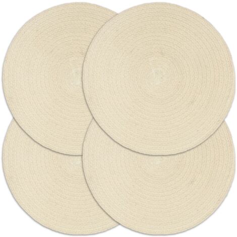 Manteles individuales redondos 4 uds algodón natural liso 38 cm