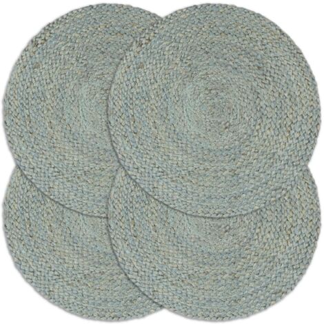 Manteles individuales redondos 4 uds yute verde oliva liso 38cm