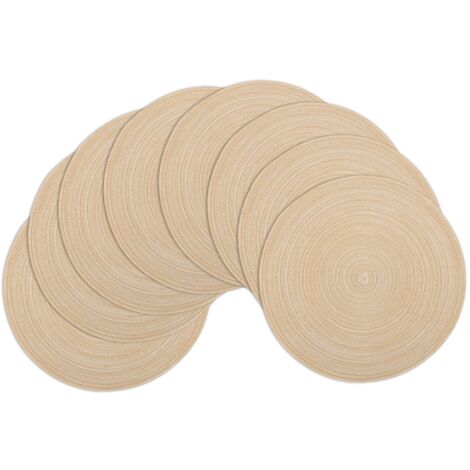 Manteles individuales redondos, manteles individuales redondos trenzados para mesa de comedor, manteles individuales aislantes del calor para cocina, 38 cm (beige, paquete de 8)
