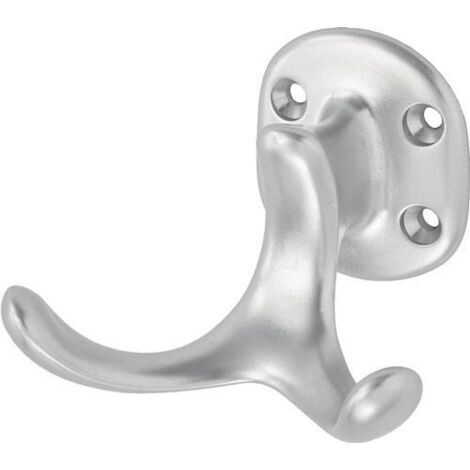 Mantelhaken 0029 zweifach Ausladung 60 mm Aluminium silberfarbig eloxiert Höhe 47 mm