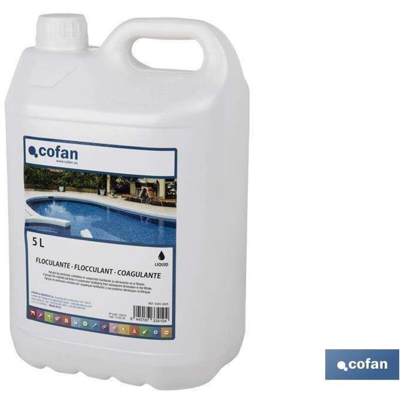 Floculante Liquido 5L Floculante Líquido Que Consigue Clarificar El Agua De La Piscina. Agrupa Las Partículas Coloidales En Suspensión Depositándolas