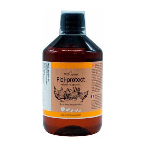 FINCA CASAREJO Mantiene Alejados a Piojos, Pulgas y Ácaros en Gallinas, Palomas, Aves de Corral PiojProtect 500ml El Olor que Desprende el Ave No Atrae a Los Insectos Soluble en Agua, Estimula el Apetito