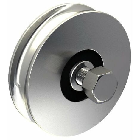 Mantion – Galet porteuse acier zingué 80 mm – Charge max 200 kg – Gorge ronde 16 mm – Installation facile pour portails coulissants