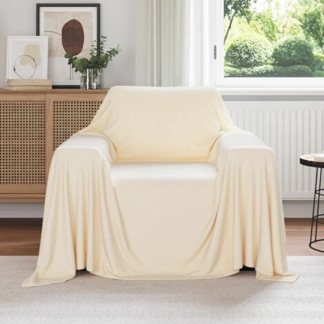 Mantitas de Sofá 6 pcs Crema 210 x 140 cm Lana
