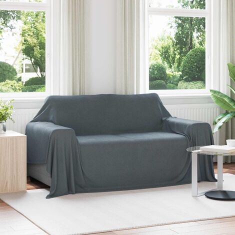 Mantitas de Sofá 6 pcs Gris oscuro 280 x 210 cm Lana