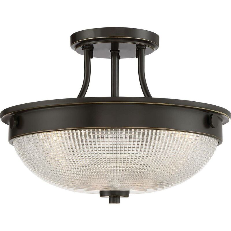 Mantle - 2 Light Semi-Flush - Palladian Bronze, E27 - Elstead