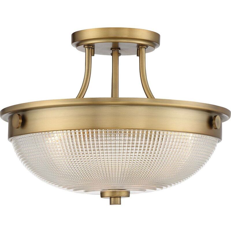 Mantle - 2 Light Semi-Flush - Weathered Brass, E27 - Elstead