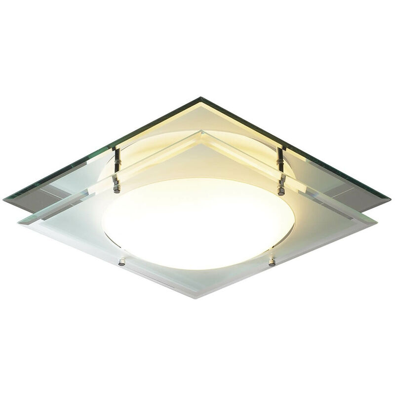 10darlighting - Mantra Deckenleuchte mit Spiegelglas und facettiertem Glas weiß 1 Licht