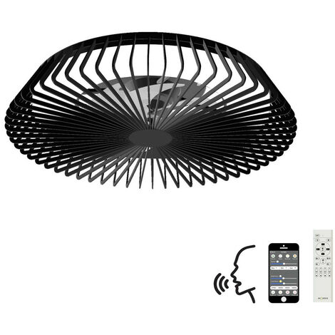 Mantra Himalaya Luz de techo LED regulable y ventilador de CC de 35 W, control remoto, aplicación y control de voz de Alexa/Google, negro
