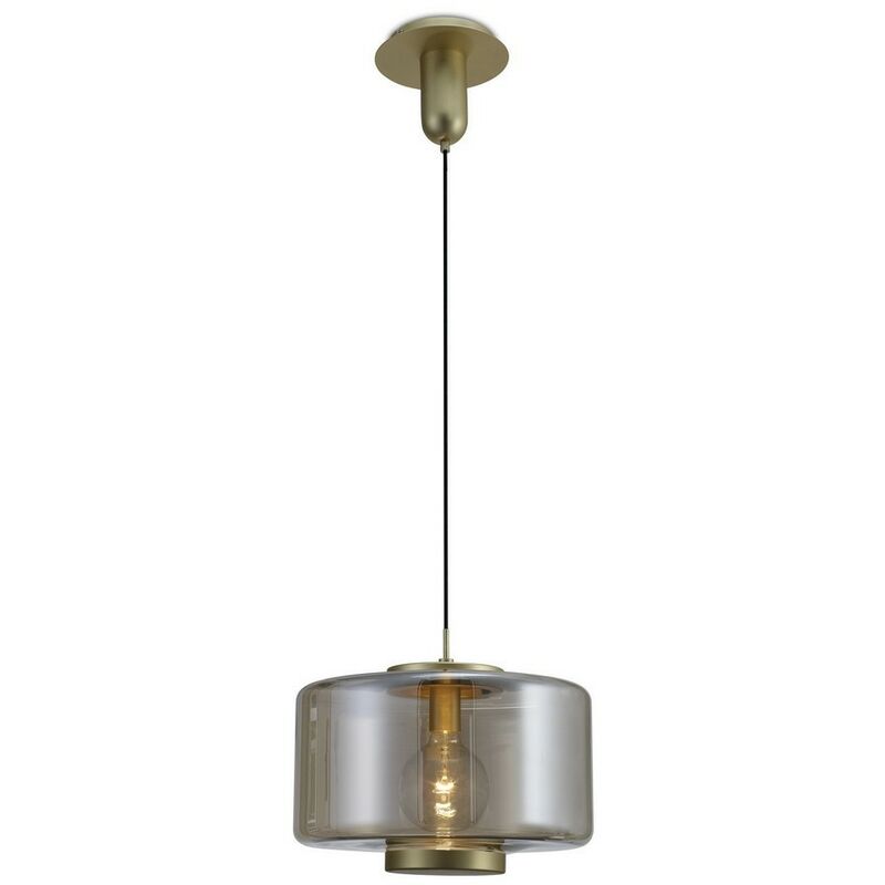 Inspired Lighting - Inspired Mantra - Jarras - Deckenanhänger 40 cm rund, 1 x E27 (max. 40 W), Mattgold, Cognacglas