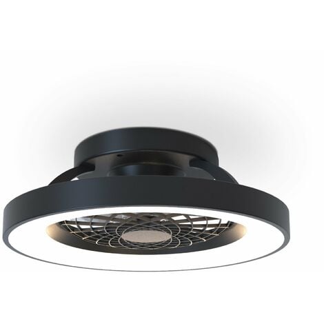 Mantra Tibet Mini Luz de techo LED regulable y ventilador de CC de 33 W, control remoto, negro