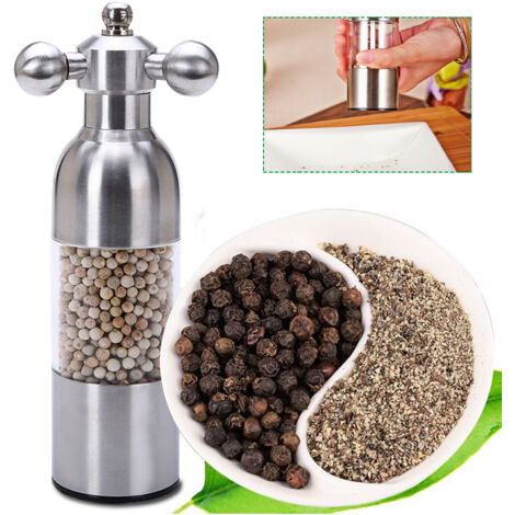 Manual Adjustable Salt Pepper Mill Grinder Stainless Steel Glass Mill Grinding
