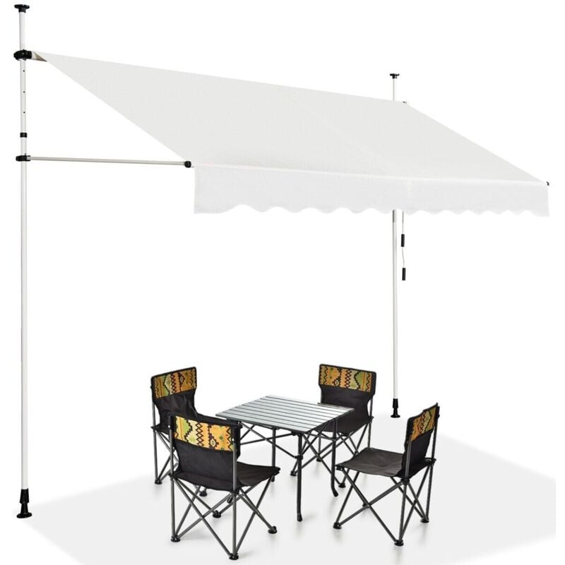 3M Telescopic Canopy Retractable Adjustable Outdoor Clamp Awning Sun Shelter