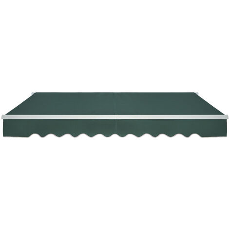 Manual Awning Retractable, 2.5 x 2 m Sun Shade Door Canopy with Aluminum Frame for Garden Patio (Green)