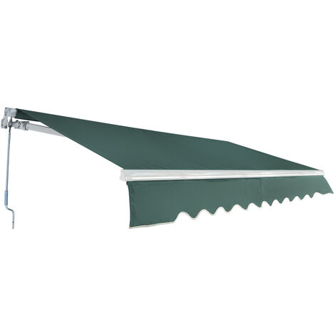 Manual Awning Retractable, 3 x 2.5 m Sun Shade Door Canopy with Aluminum Frame for Garden Patio (Green)