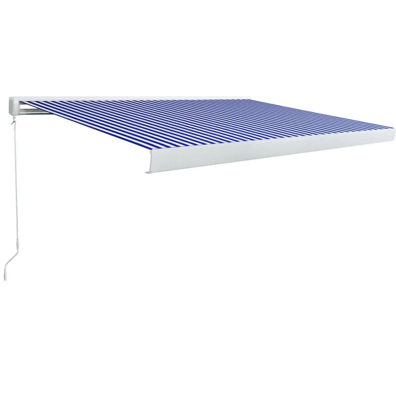 Manual Cassette Awning 350x250 cm Blue and White - Blue - Vidaxl